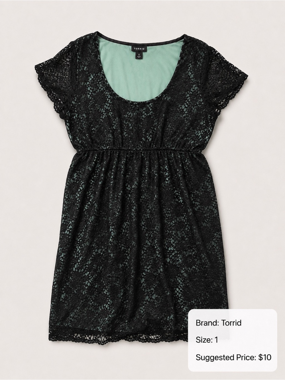 torrid Black Lace dress with Mint Lining